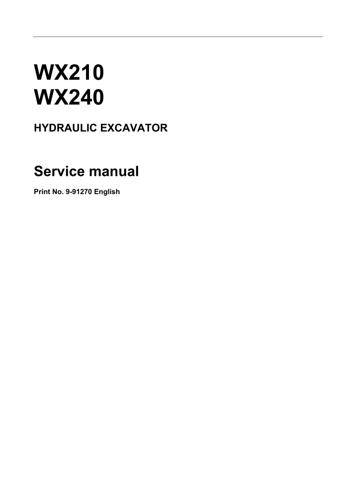 wx210 wx240 hydraulic excavator service manual n.w