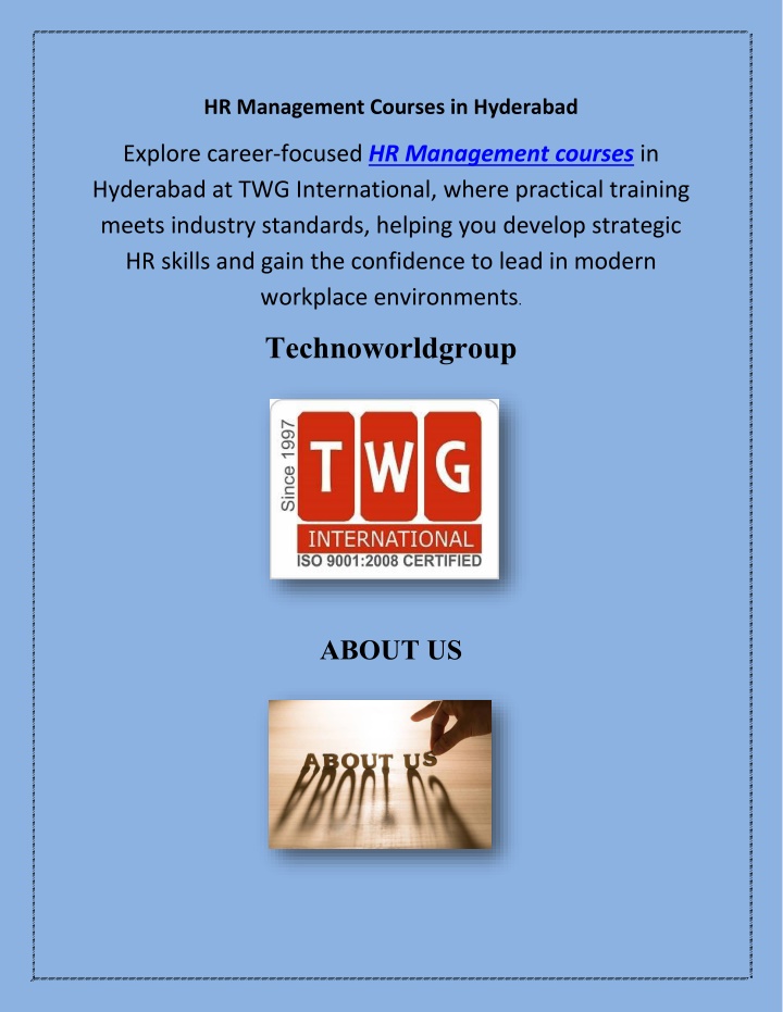 hr management courses in hyderabad n.w