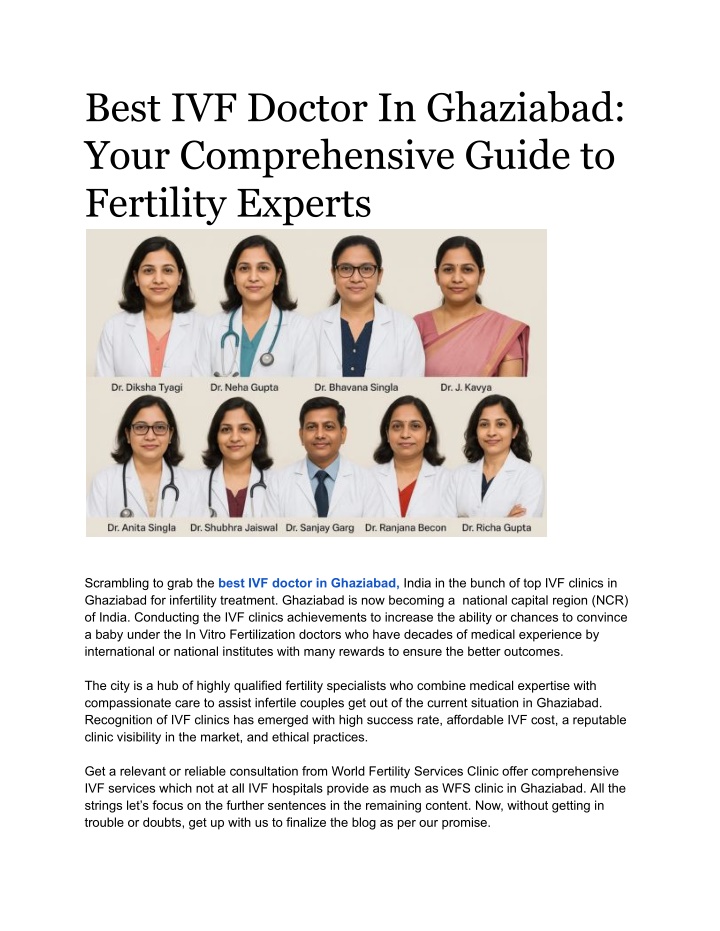 best ivf doctor in ghaziabad your comprehensive n.w