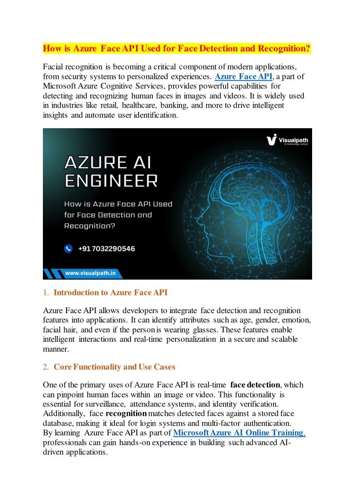 how is azure face api used for face detection n.w