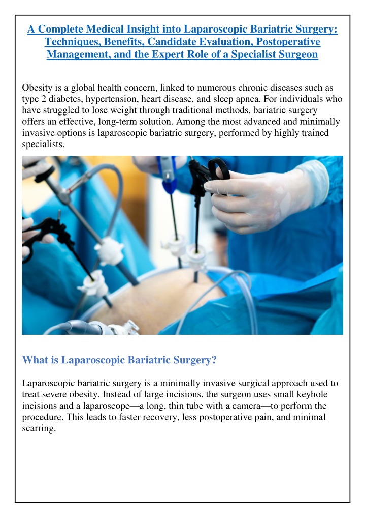 a complete medical insight into laparoscopic n.w