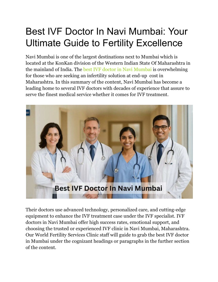 best ivf doctor in navi mumbai your ultimate n.w
