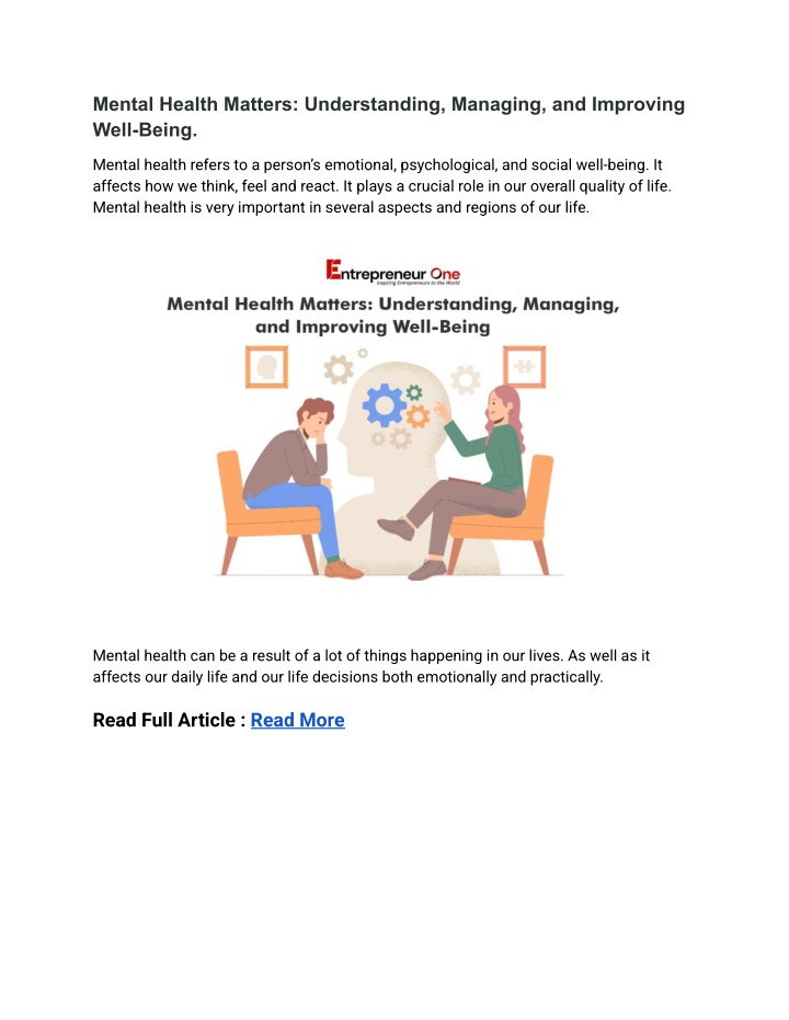 mental health matters understanding managing n.w