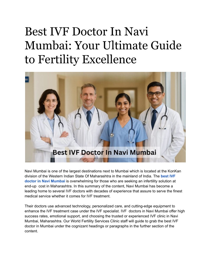 best ivf doctor in navi mumbai your ultimate n.w