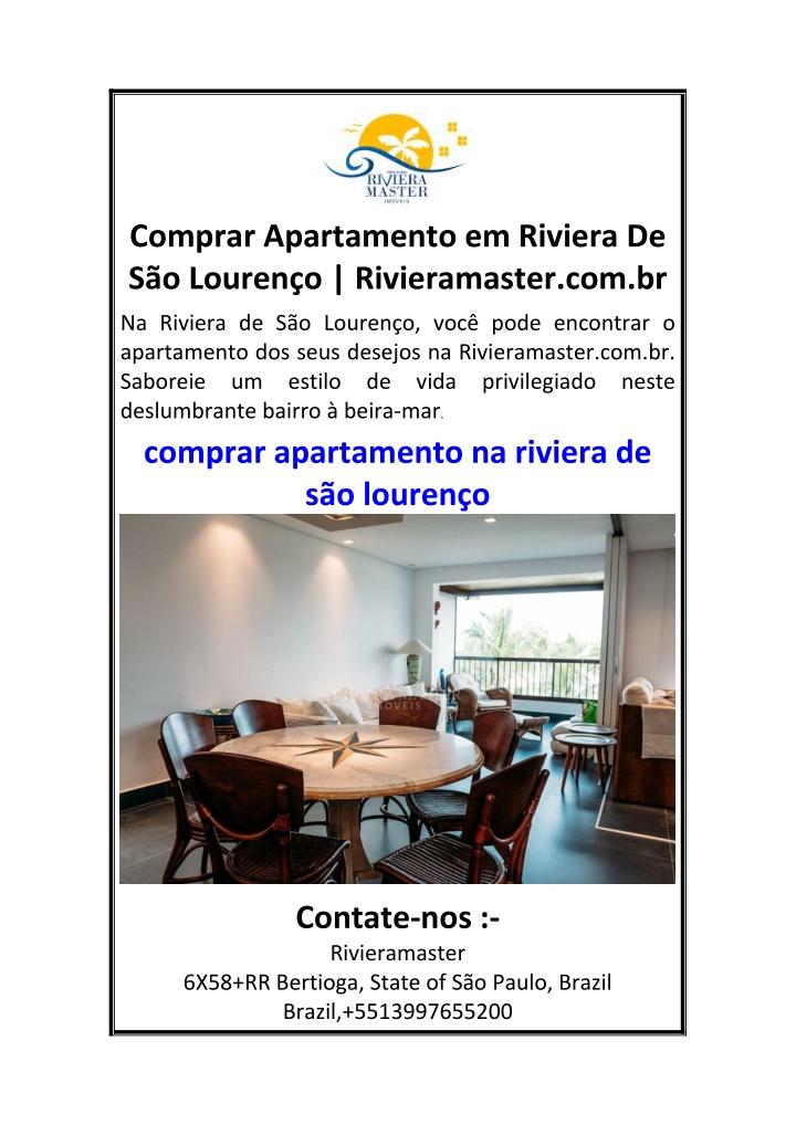 comprar apartamento em riviera de s o louren n.w