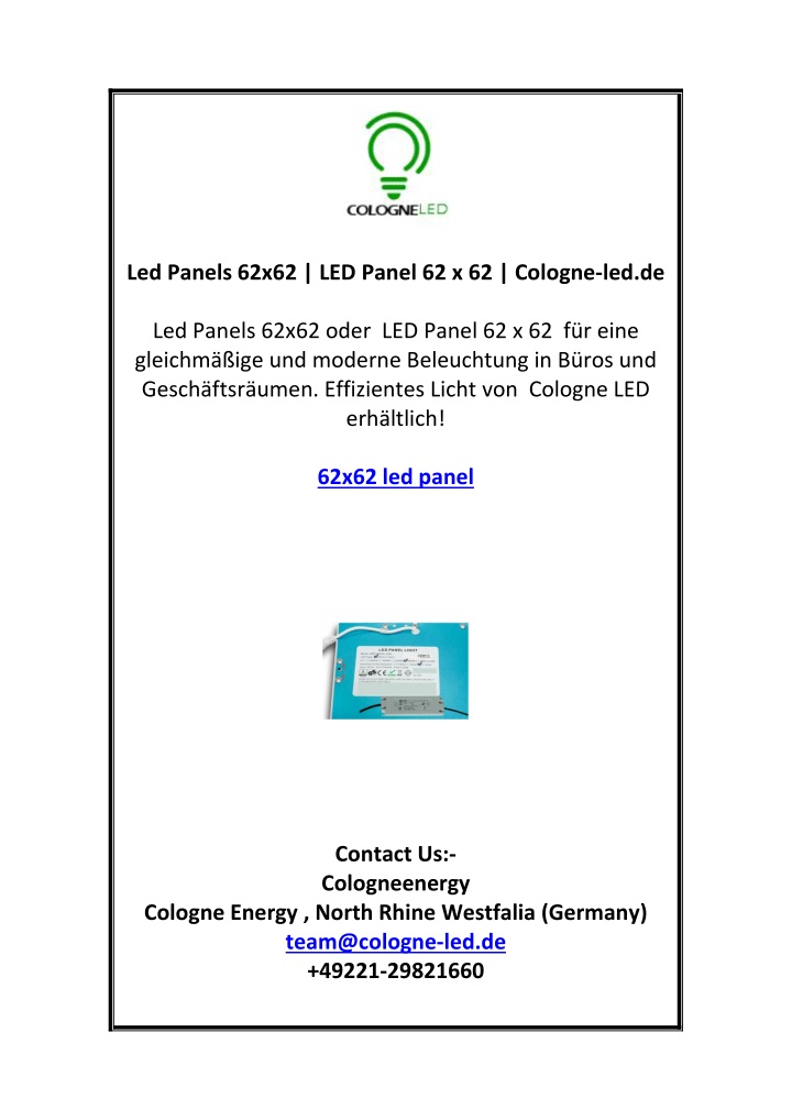 led panels 62x62 led panel 62 x 62 cologne led de n.w