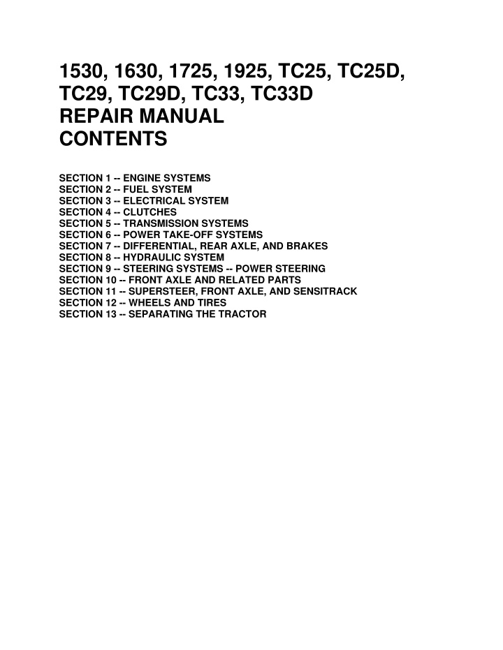 1530 1630 1725 1925 tc25 tc25d tc29 tc29d tc33 n.w