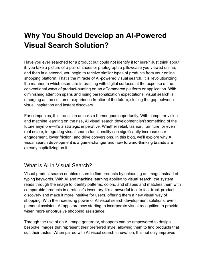 why you should develop an ai powered visual n.w