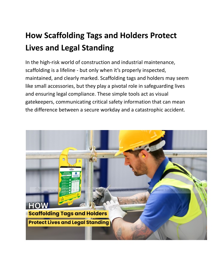 how scaffolding tags and holders protect lives n.w
