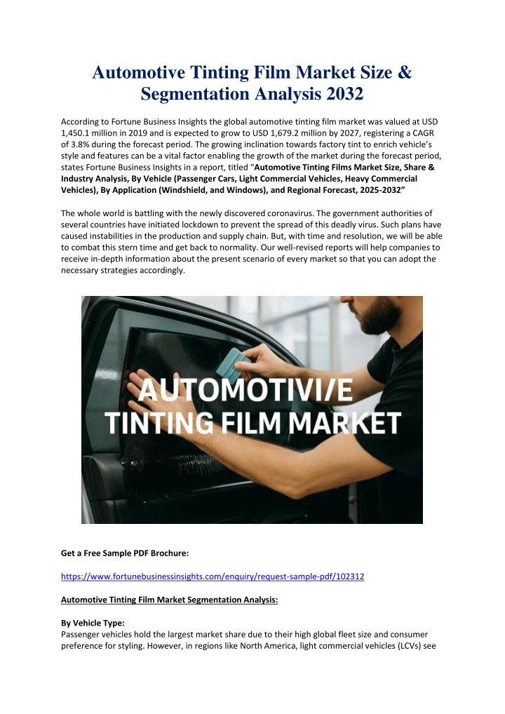 automotive tinting film market size segmentation n.w