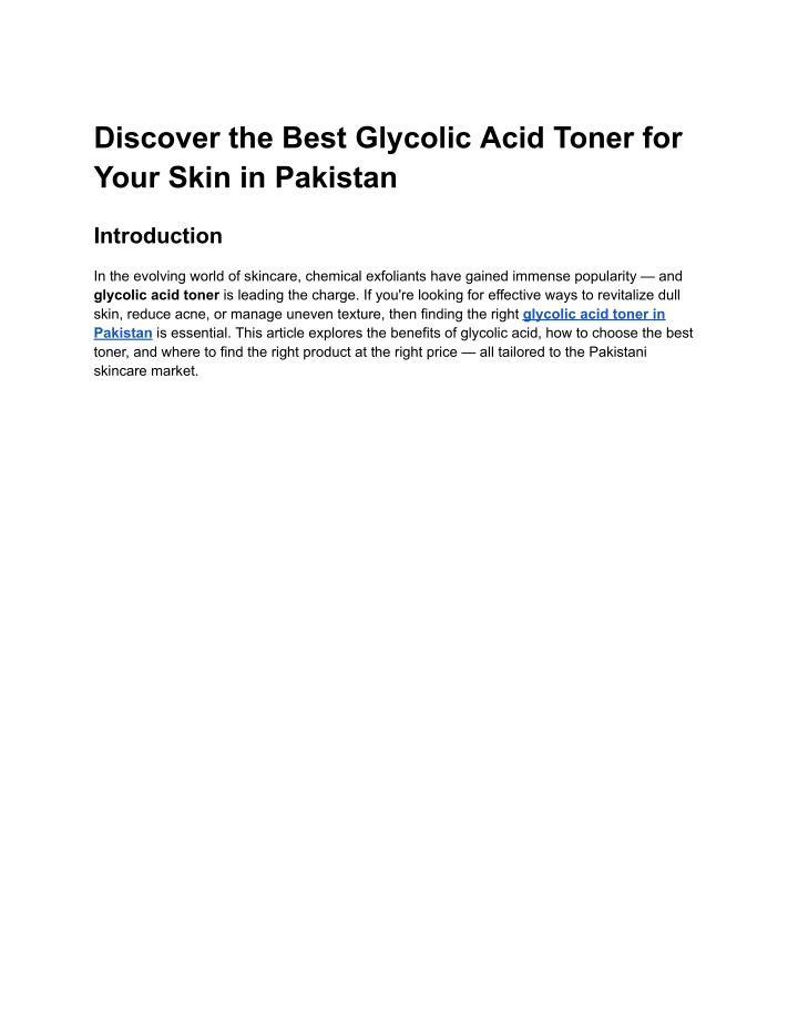discover the best glycolic acid toner for your n.w