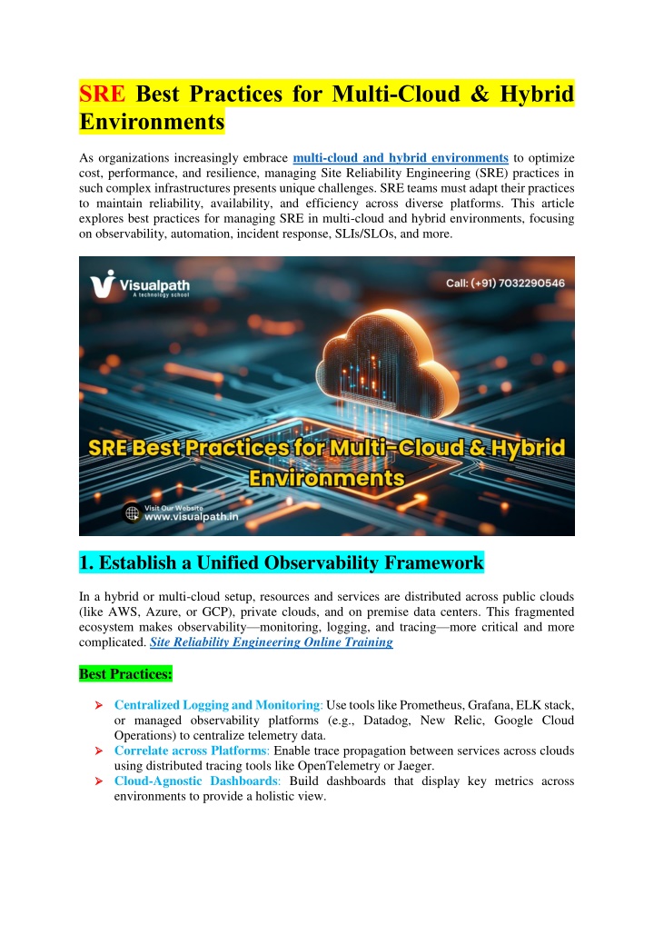 sre best practices for multi cloud hybrid n.w