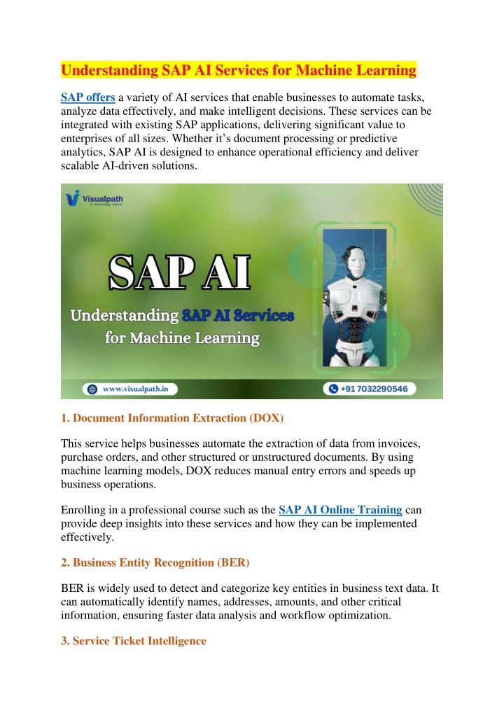 understanding sap ai services for machine learning n.w