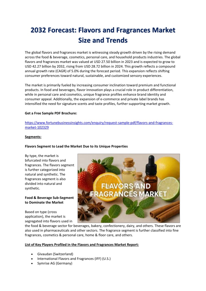 2032 forecast flavors and fragrances market size n.w