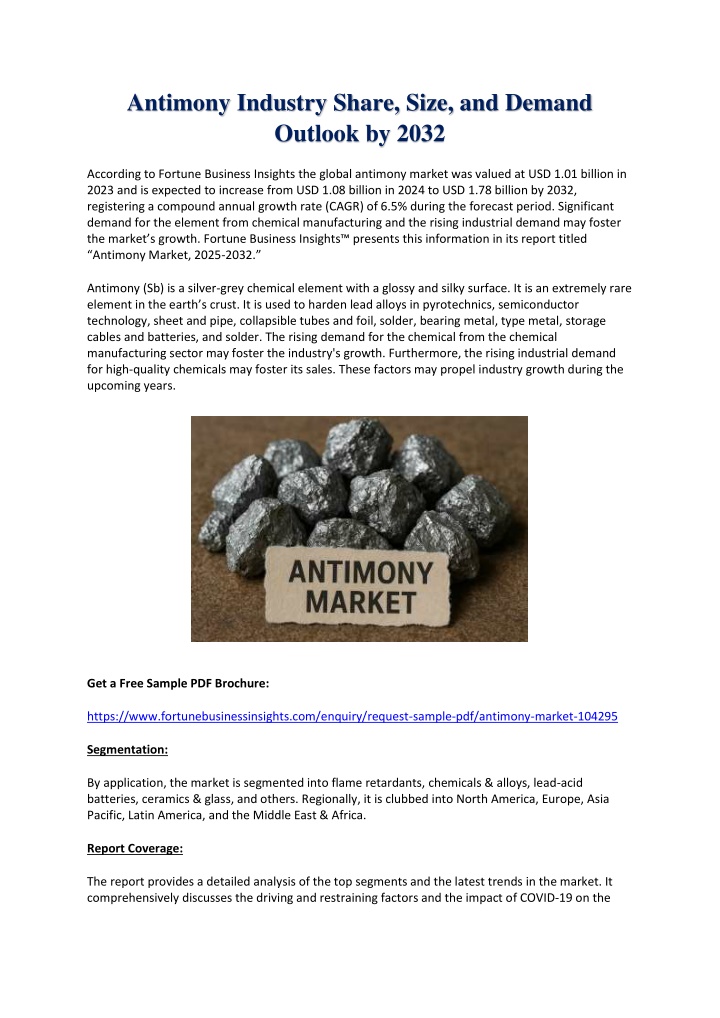 antimony industry share size and demand outlook n.w