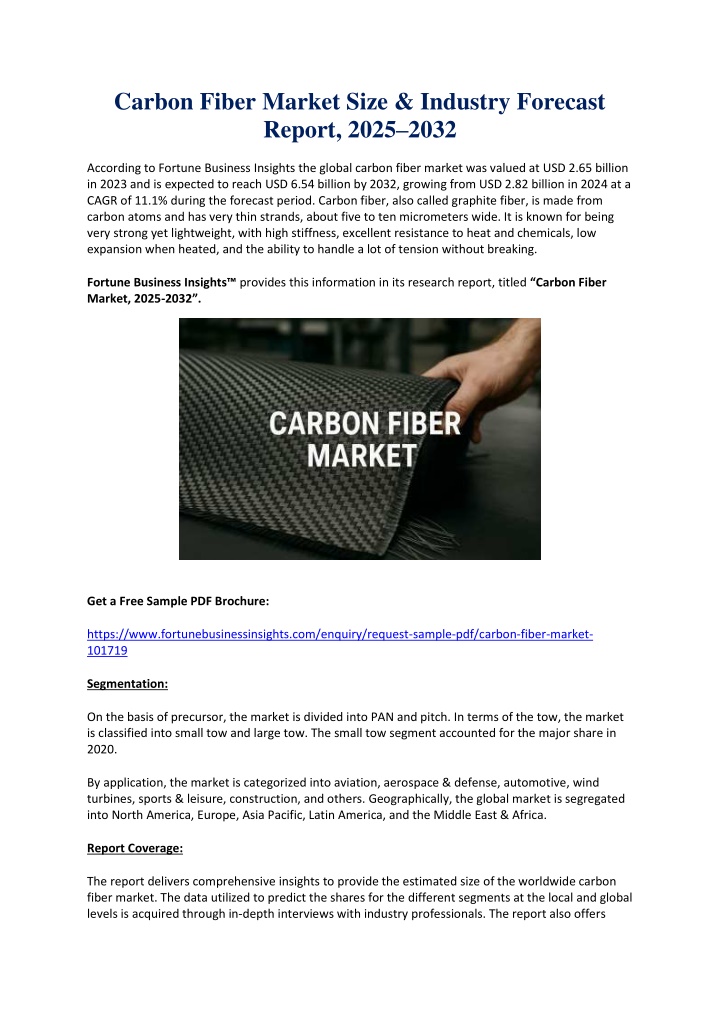 carbon fiber market size industry forecast report n.w
