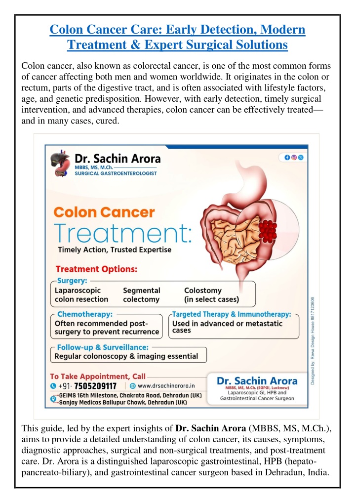 colon cancer care early detection modern n.w