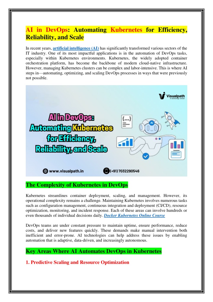 ai in devops automating kubernetes for efficiency n.w