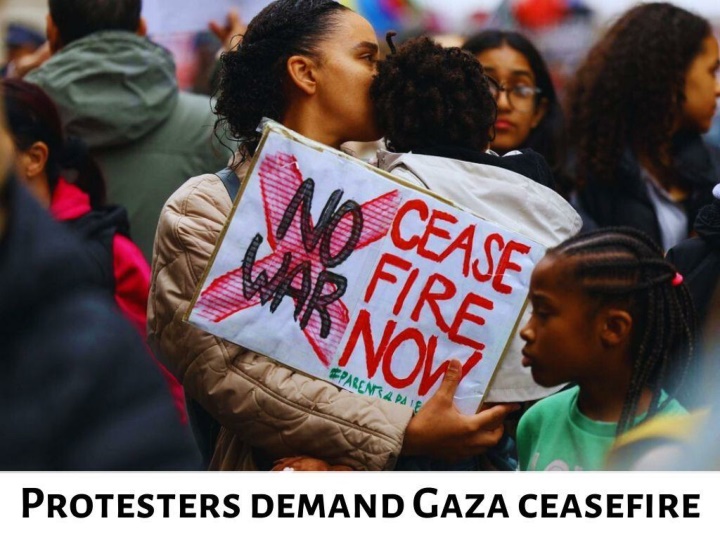 protesters demand gaza ceasefire n.
