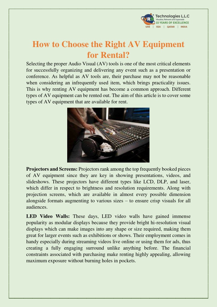 how to choose the right av equipment for rental n.w