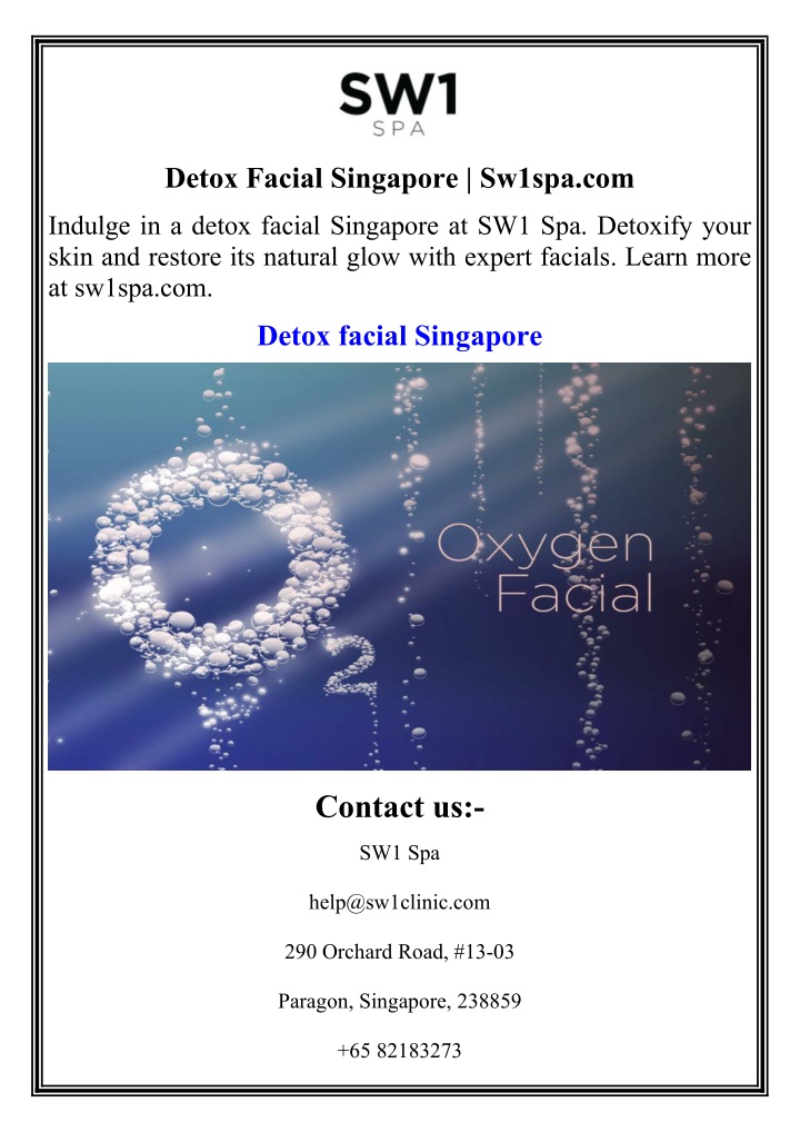 detox facial singapore sw1spa com n.w