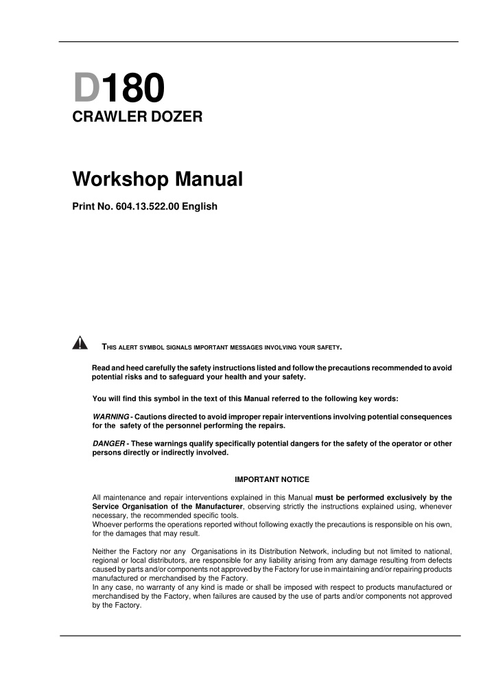 d180 crawler dozer n.w