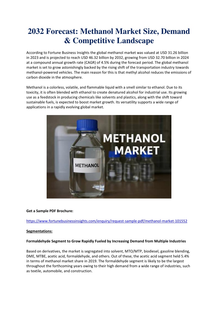 2032 forecast methanol market size demand n.w