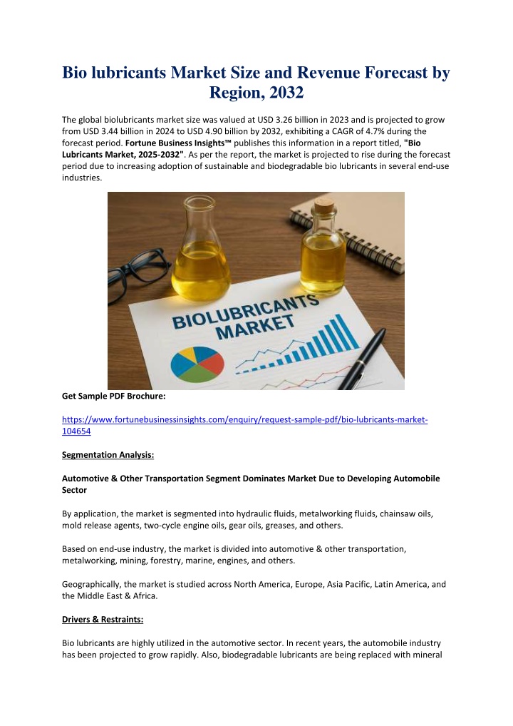 bio lubricants market size and revenue forecast n.w