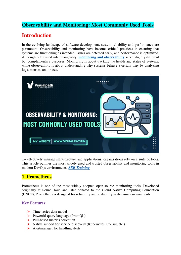 observability and monitoring most commonly used n.w
