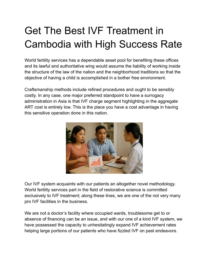 get the best ivf treatment in cambodia with high n.w