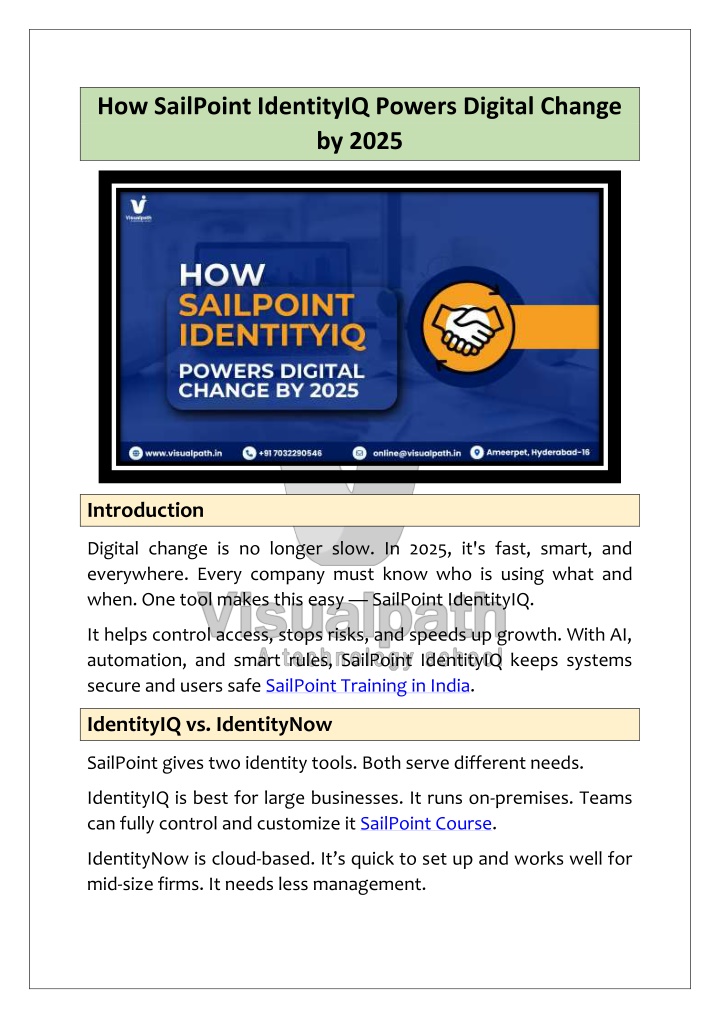 how sailpoint identityiq powers digital change n.w