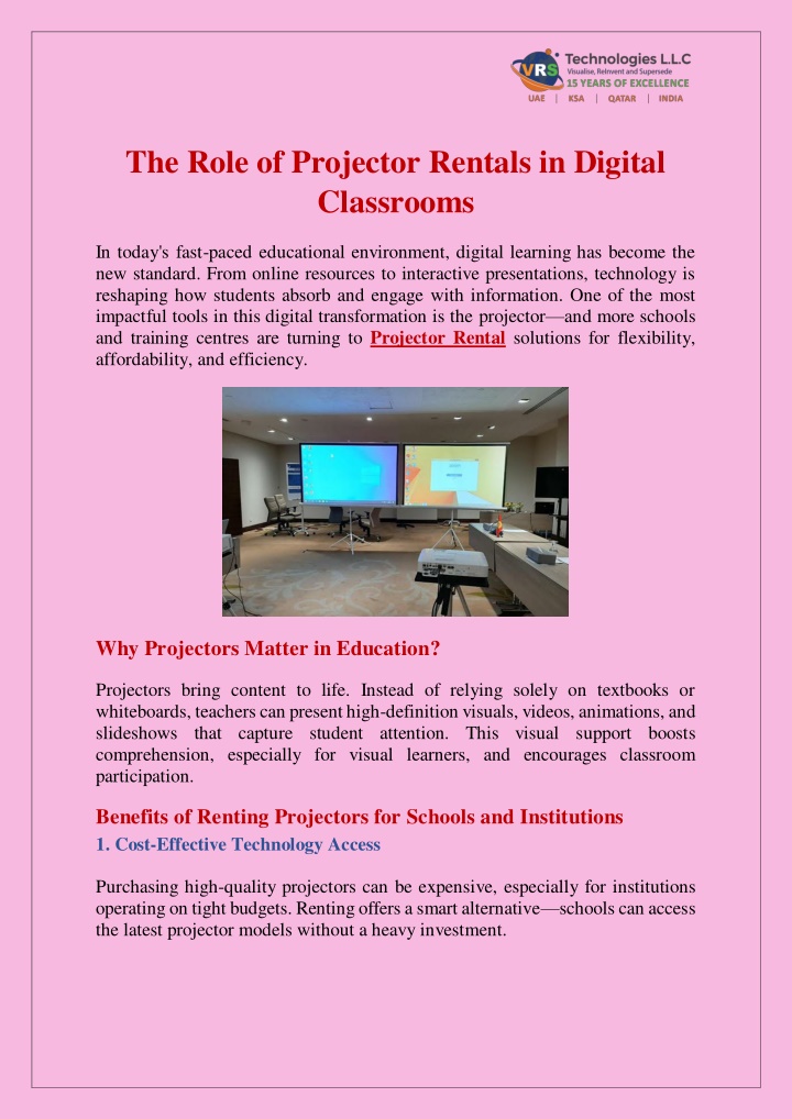 the role of projector rentals in digital n.w