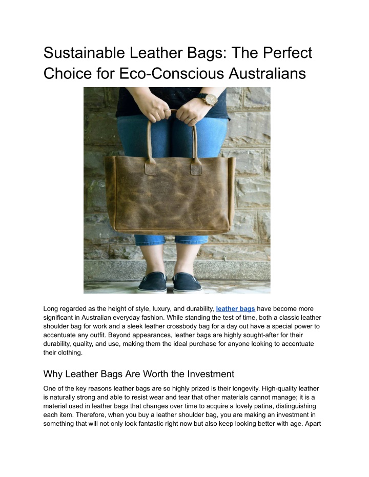 sustainable leather bags the perfect choice n.w