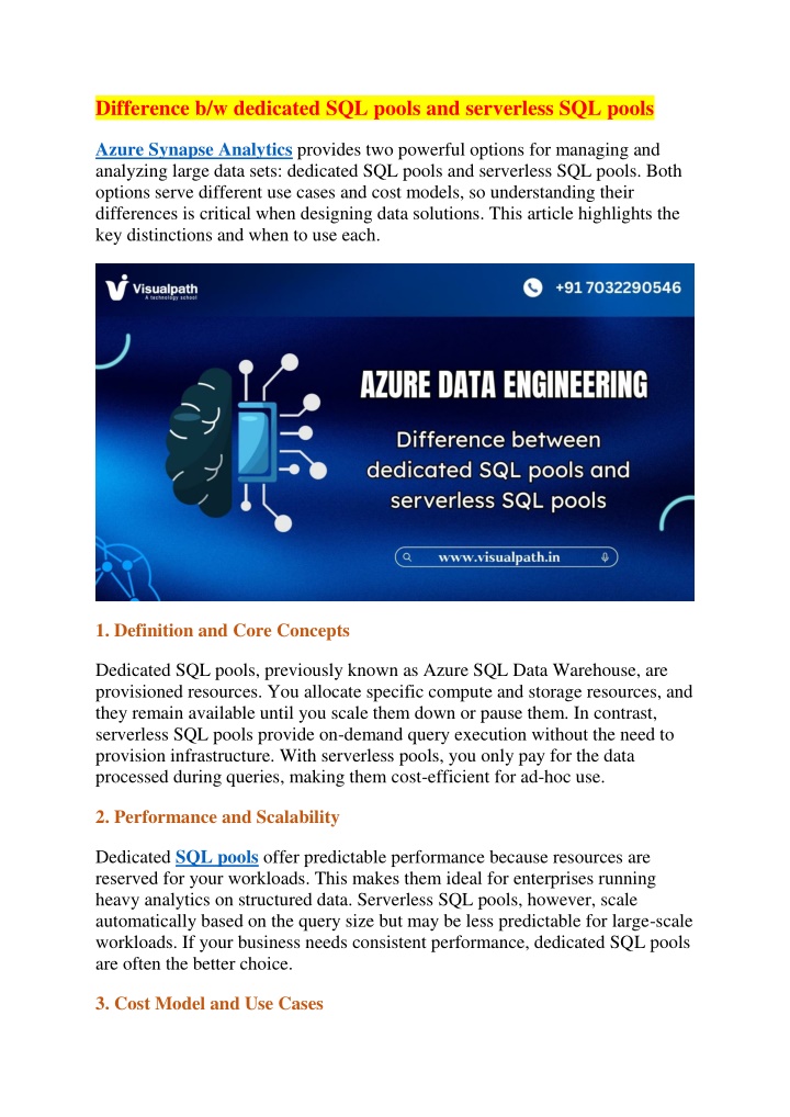 difference b w dedicated sql pools and serverless n.w