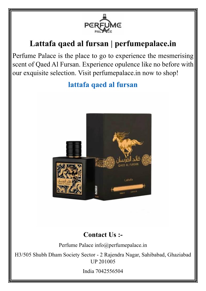 lattafa qaed al fursan perfumepalace in n.w