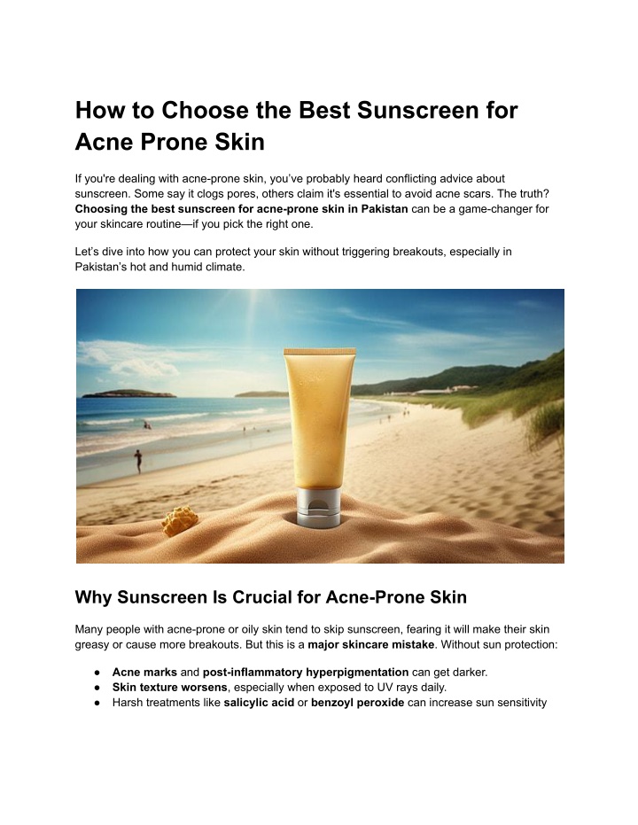 how to choose the best sunscreen for acne prone n.w