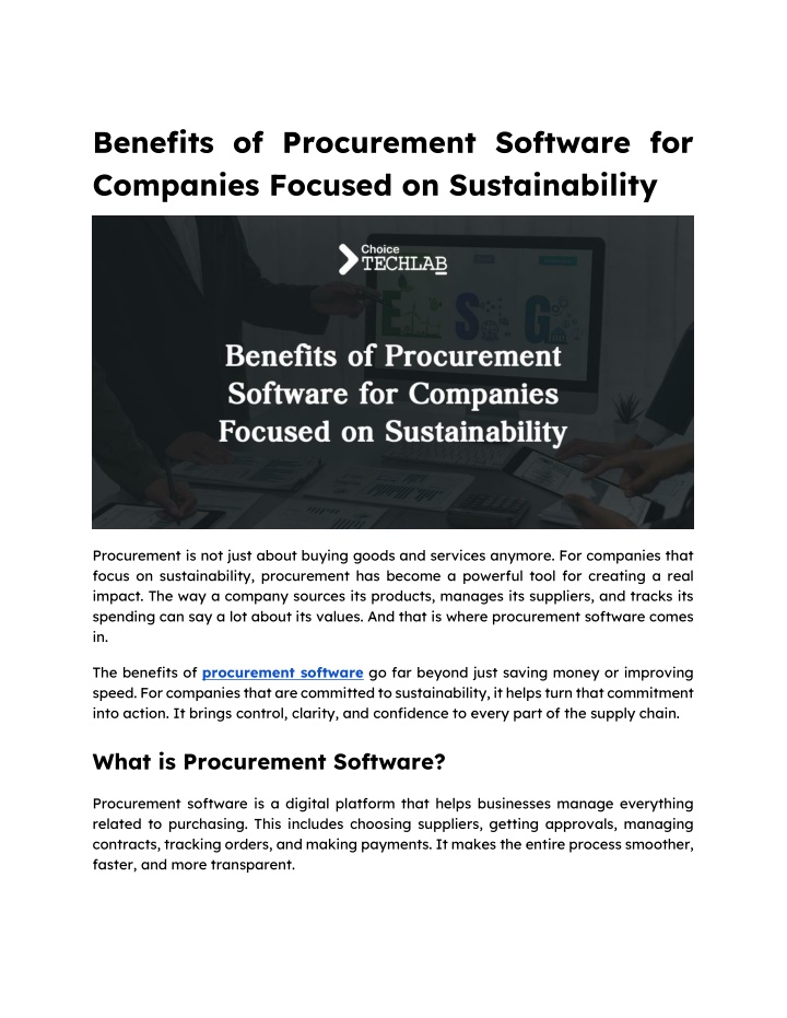 benefits of procurement software for companies n.w