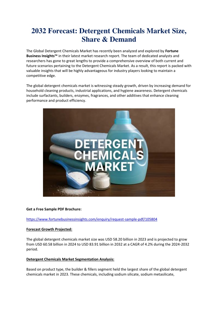 2032 forecast detergent chemicals market size n.w
