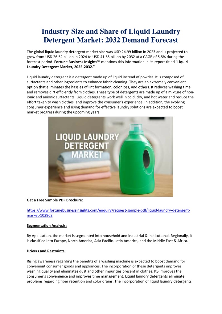 industry size and share of liquid laundry n.w