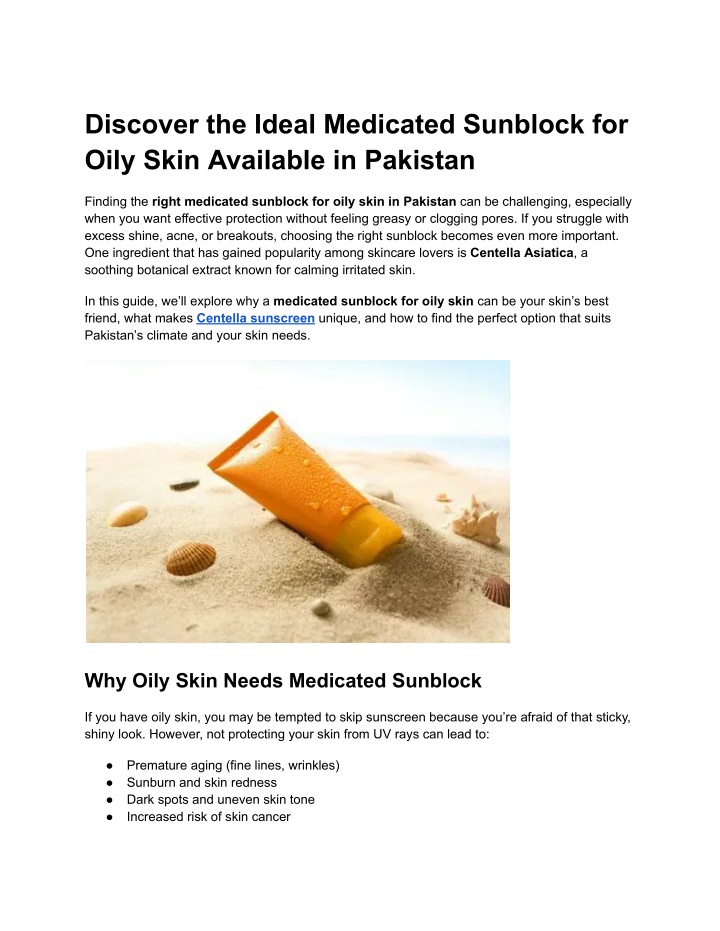 discover the ideal medicated sunblock for oily n.w