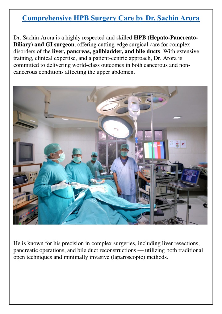 comprehensive hpb surgery care by dr sachin arora n.w