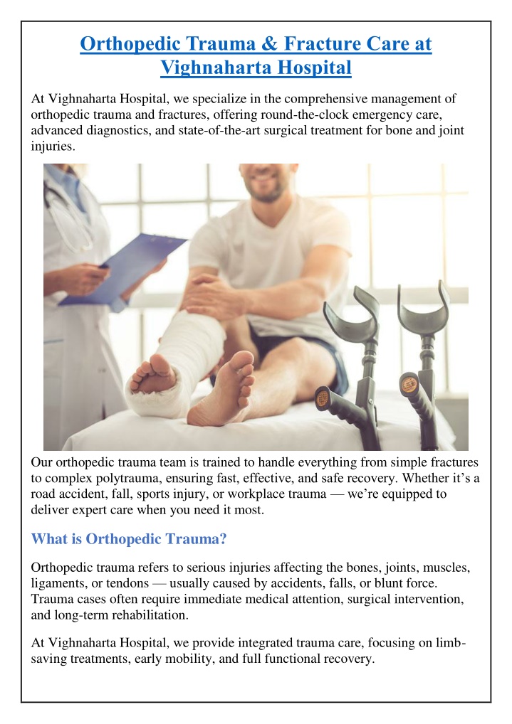 orthopedic trauma fracture care at vighnaharta n.w