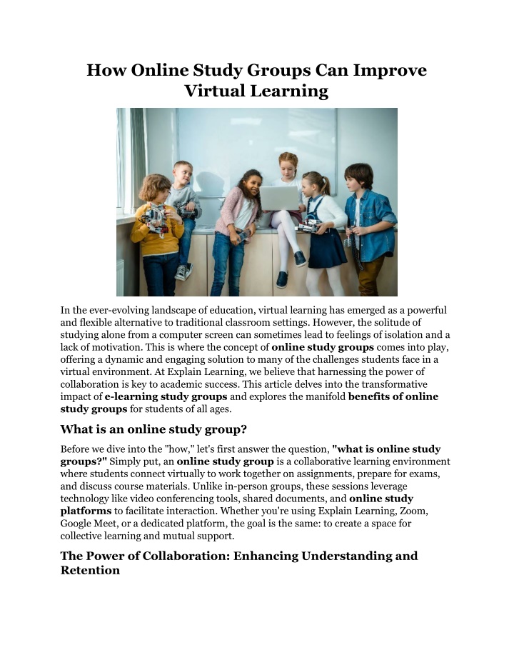 how online study groups can improve virtual n.w