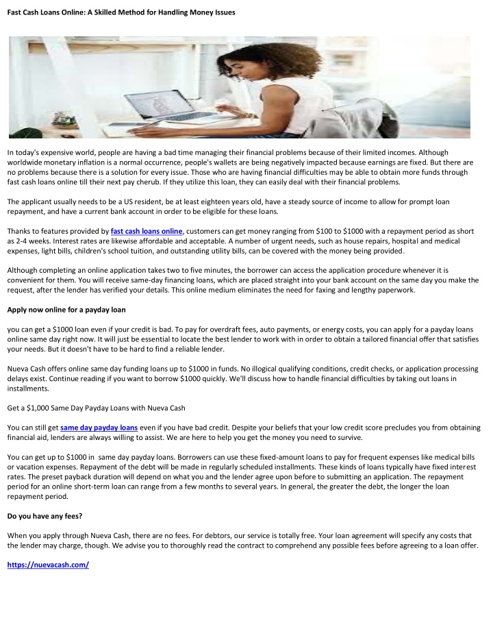 fast cash loans online a skilled method n.w