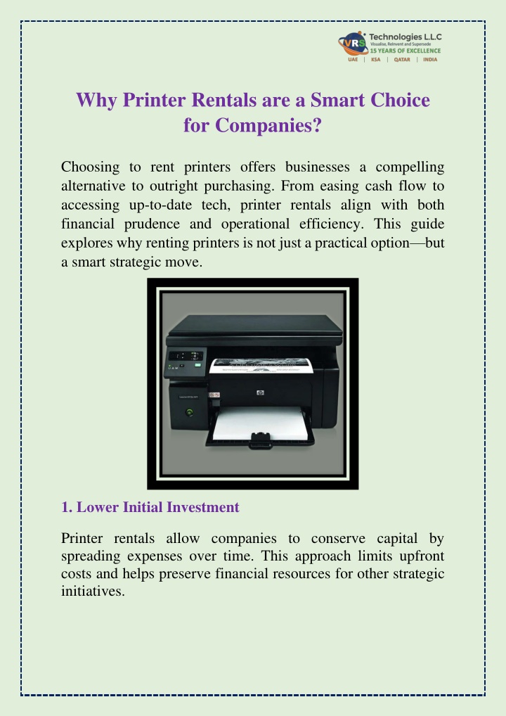 why printer rentals are a smart choice n.w