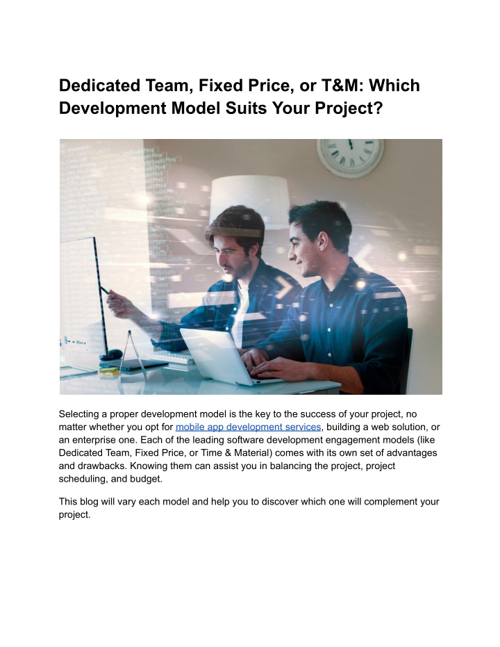 dedicated team fixed price or t m which n.w