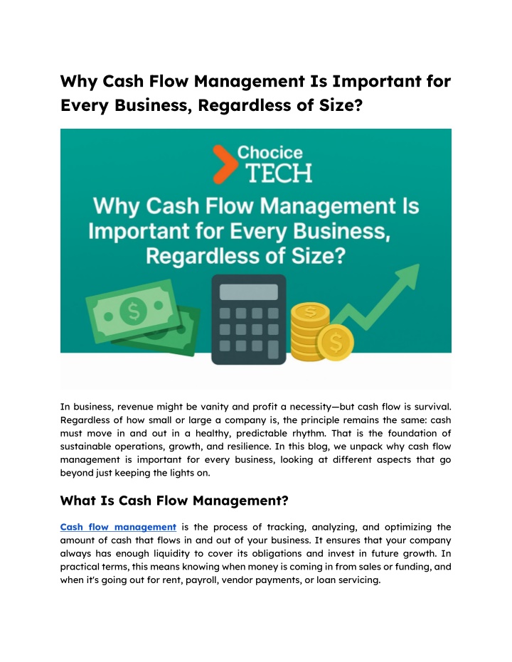 why cash flow management is important for every n.w