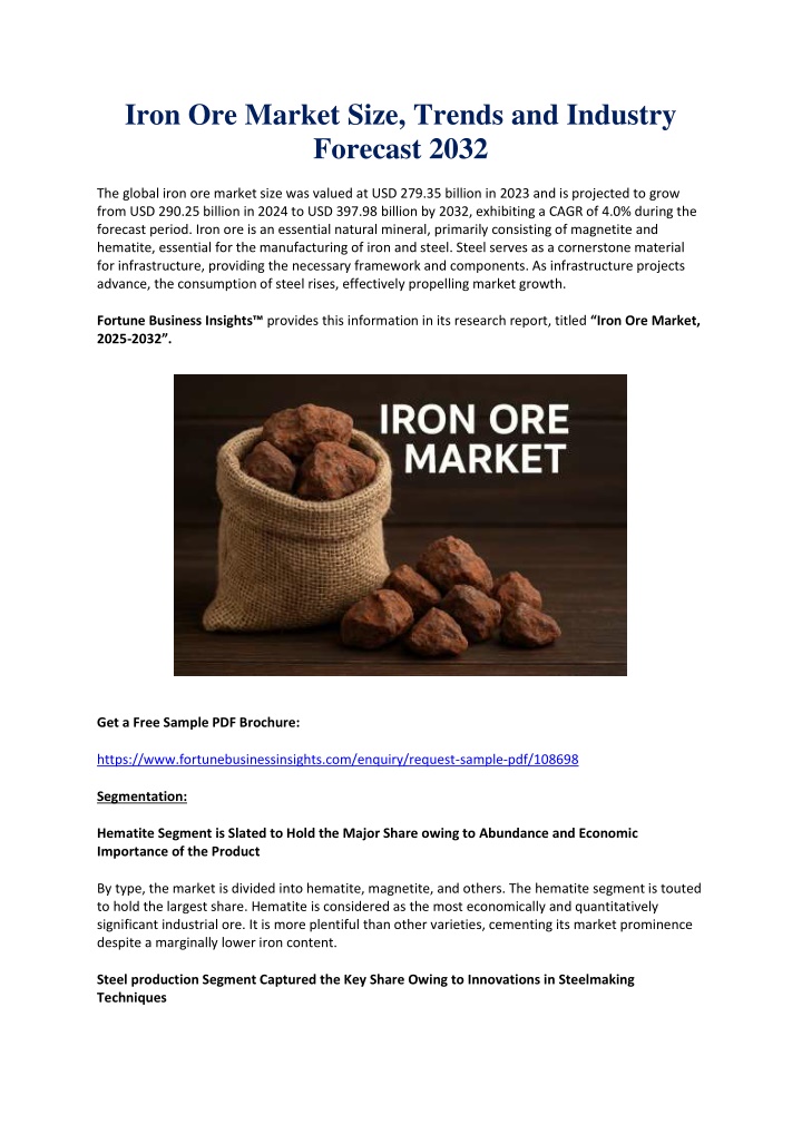 iron ore market size trends and industry forecast n.w