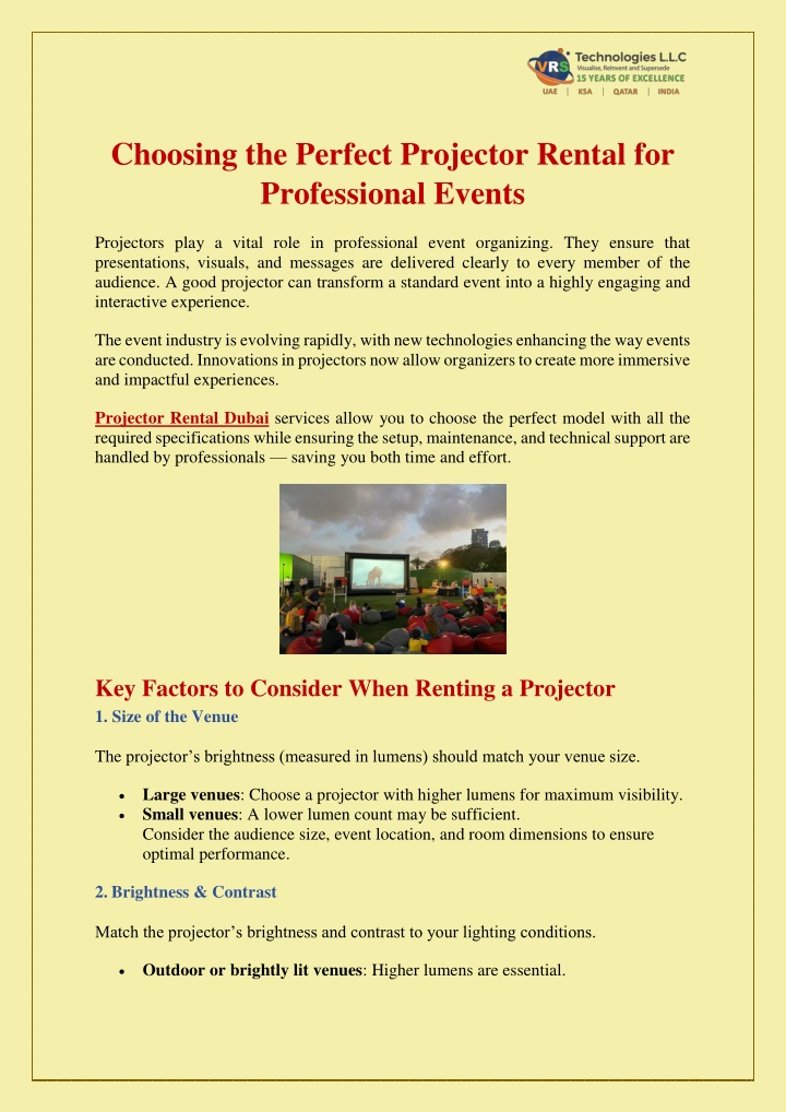 choosing the perfect projector rental n.w