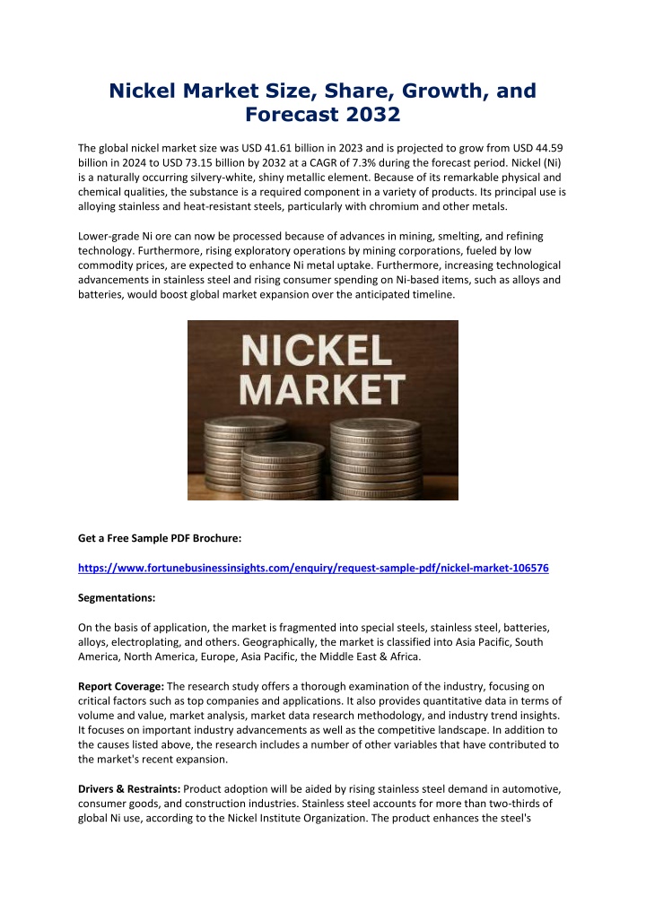 nickel market size share growth and forecast 2032 n.w